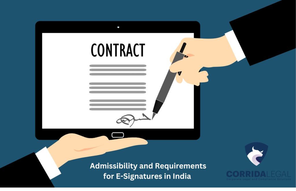 This image pertains to Admissibility and Requirement for e-signatures in India.