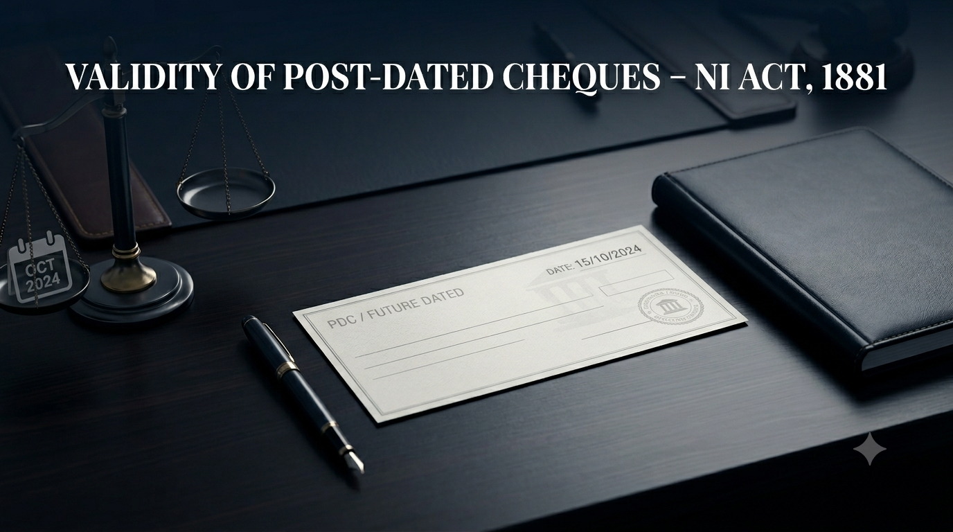 Validity of Post-dated cheques – Negotiable Instruments Act, 1881