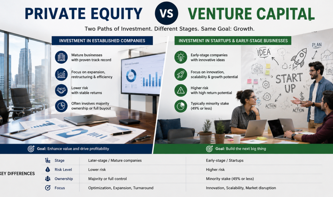 Private Equity vs Venture Capital Concept