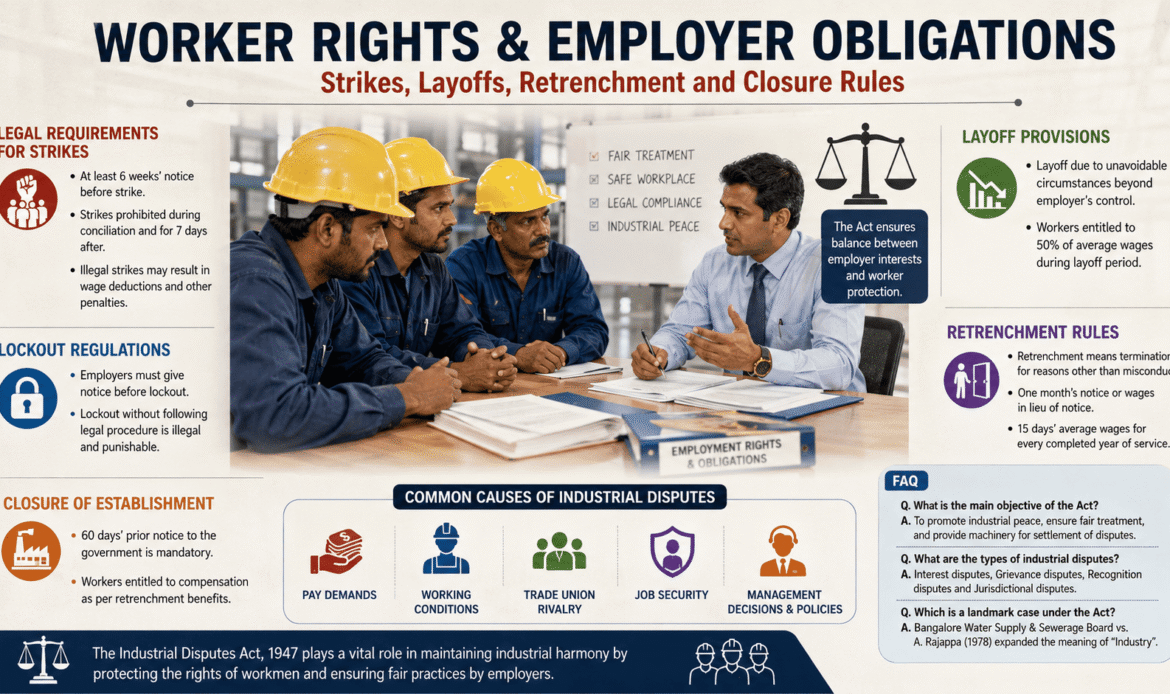 Employee Protection, Strikes, Retrenchment & Closures