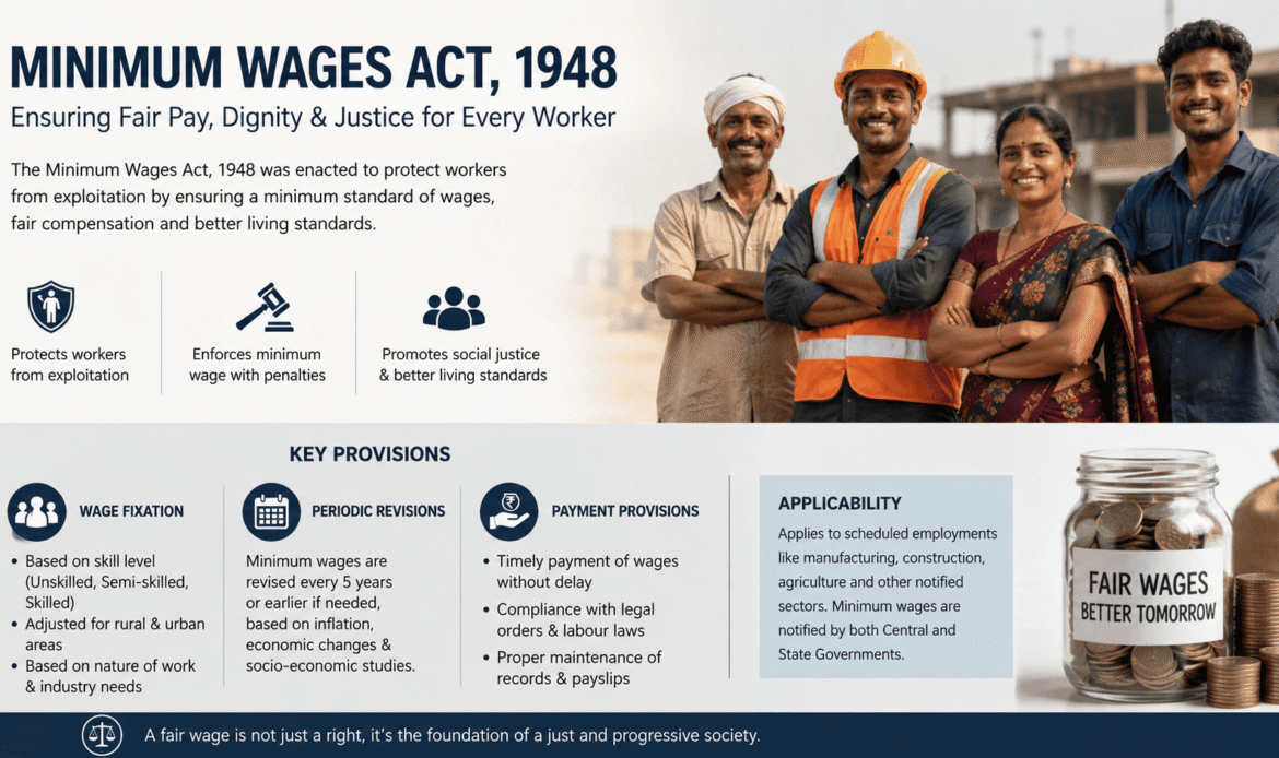 Minimum Wages Act 1948 provisions and wage fixation in India