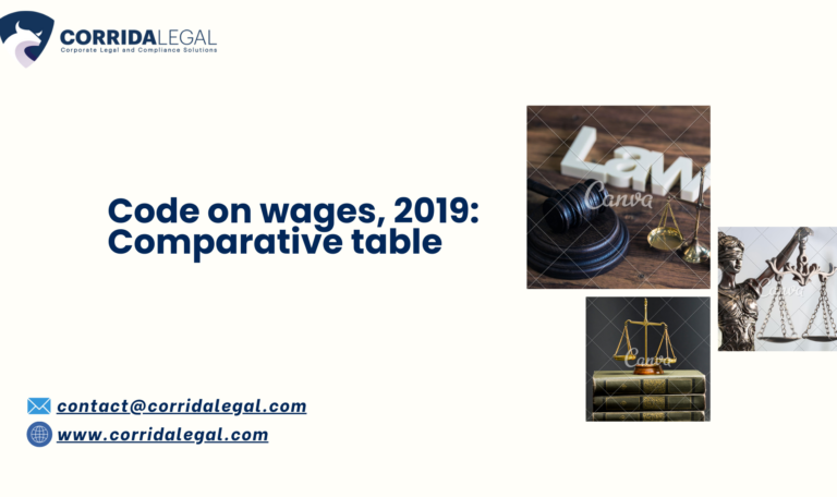 Code on wages, 2019: Comparative table