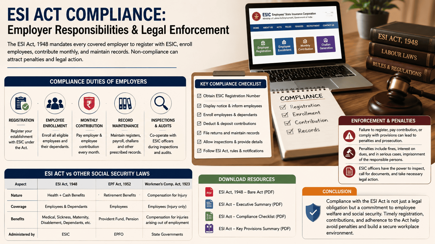ESI Act Compliance Employer Responsibilities & Legal Enforcement