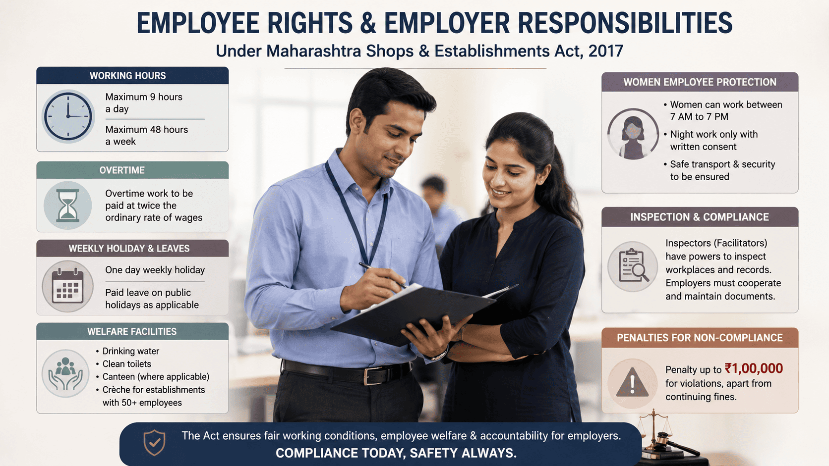 Employee Rights, Working Hours & Penalties under Maharashtra Shops Act