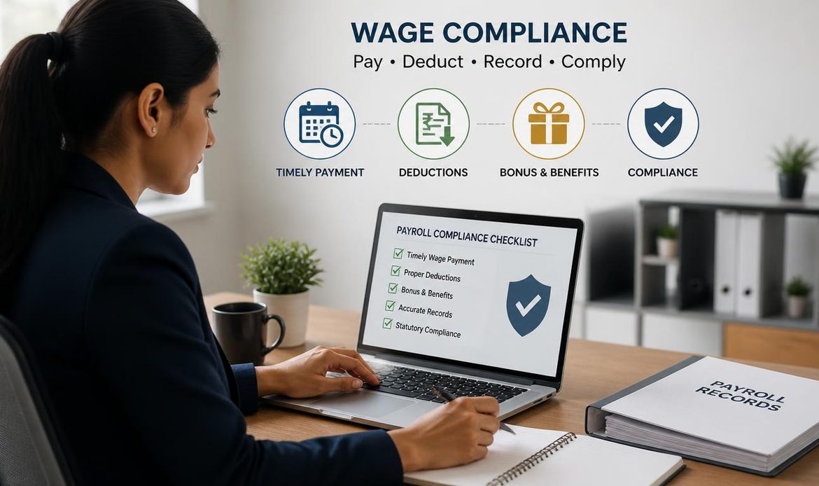 HR professional reviewing payroll and compliance requirements under the Code on Wages, 2019