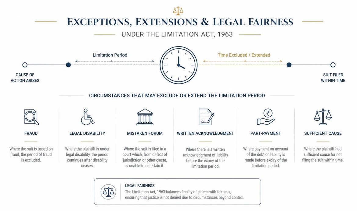 Limitation Act 1963 exceptions and extensions for fraud, disability and delay