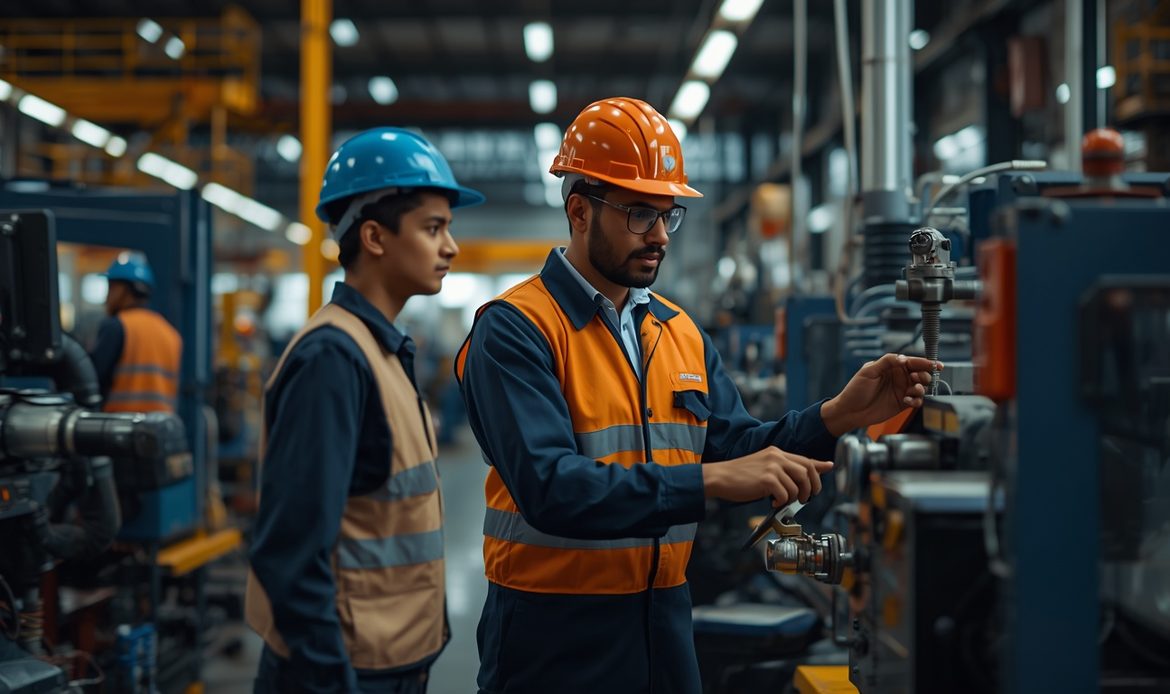 Apprentice receiving practical industrial training under the Apprentices Act 1961 in India