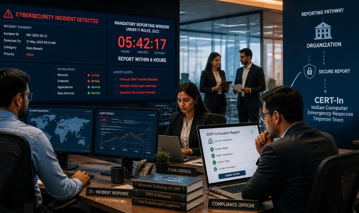 CERT-In cybersecurity incident reporting and six-hour compliance requirement in India