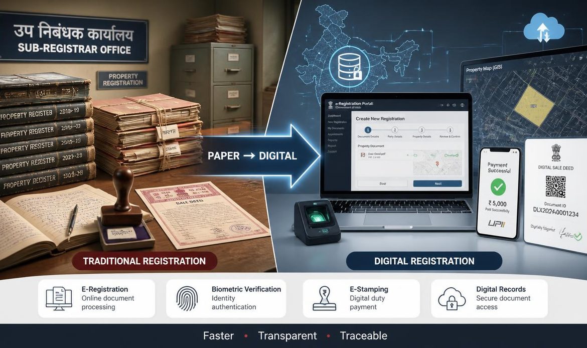 Digital transformation of property registration in India with e-registration, biometric verification and digital records