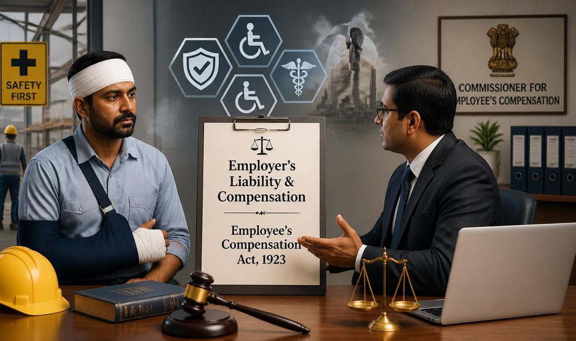 Employee’s Compensation Act, 1923 showing employer liability, workplace injury, occupational disease, and compensation rights in India.