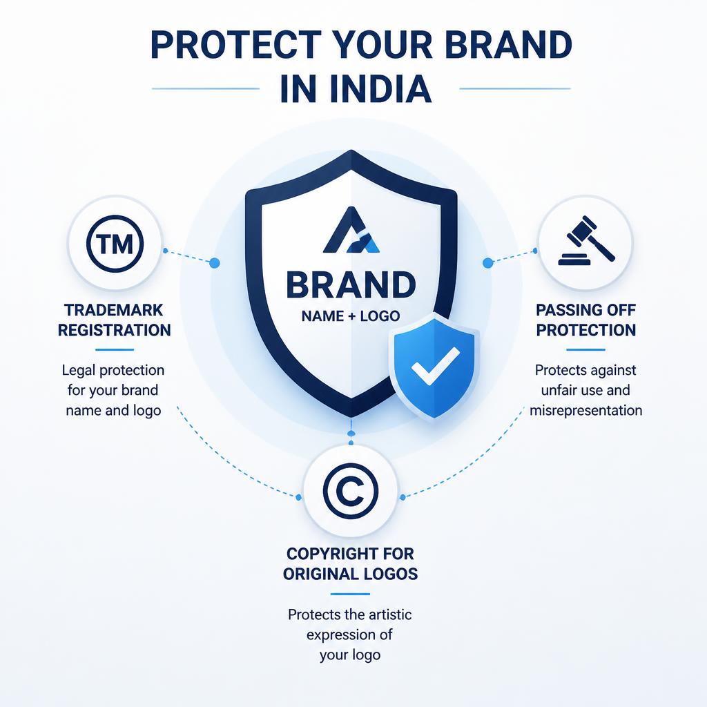 How to protect brand name and logo in India through trademark registration, passing off and copyright