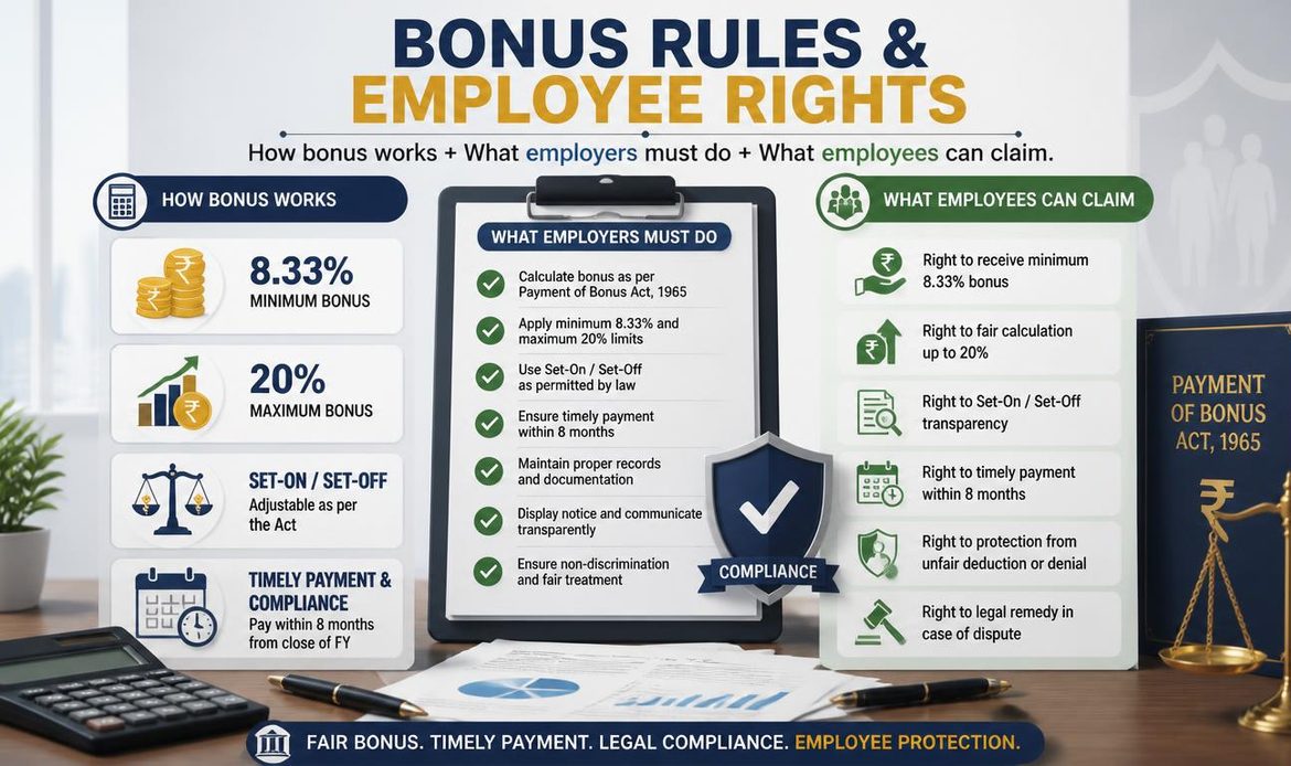 Payment of Bonus Act 1965 bonus calculation minimum maximum bonus and employee rights