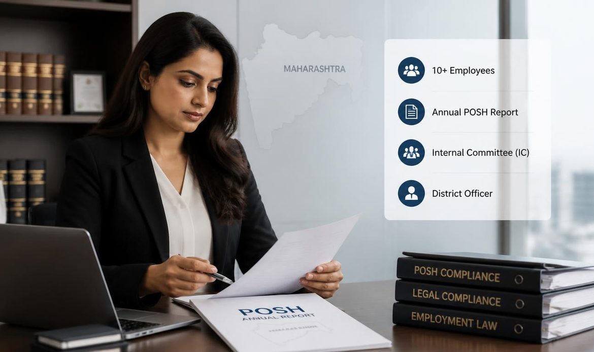 Annual POSH report requirements for establishments with 10 or more employees in Maharashtra