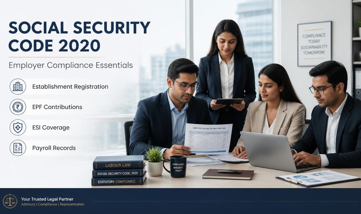 EPF, ESI and establishment registration compliance under the Code on Social Security, 2020.