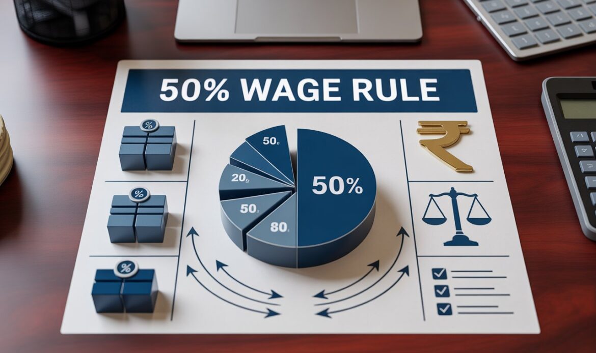What is the 50% rule under the Code on Wages and how does it work