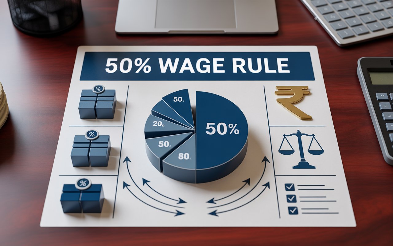 What is the 50% rule under the Code on Wages and how does it work